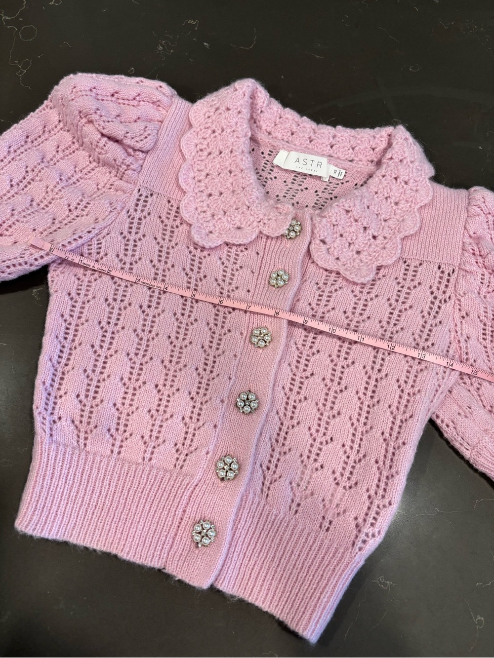 ASTR Lavender Pink Wool Knit Collar Short-Sleeve Cardigan - Picture 8 of 10